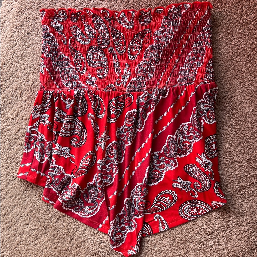 VENUS Red Paisley Strapless Top- NEW, NEVER WORN!